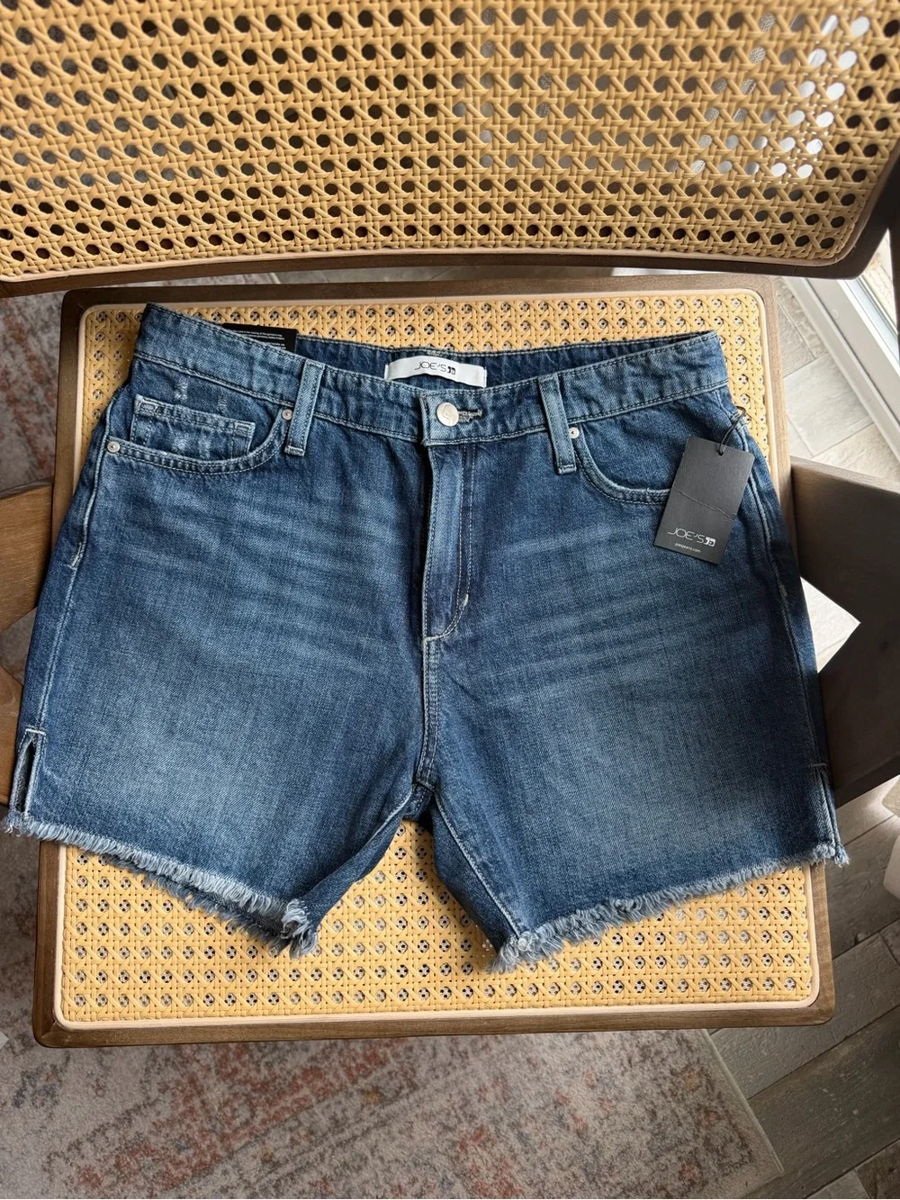 NWT Joe's Jeans Medium Wash Raw Hem “Flawless” Bermuda Long Denim Shorts